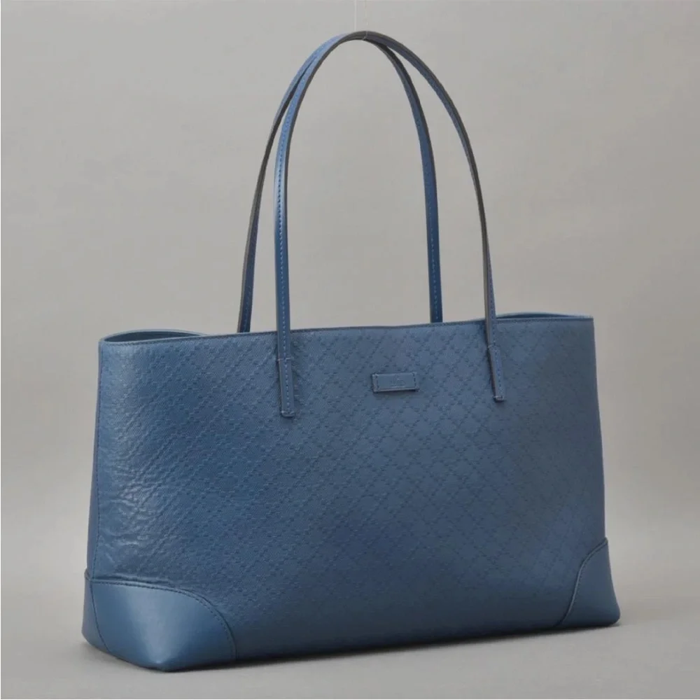 Gucci Blue Leather Tote Bag - Picture 2 of 10